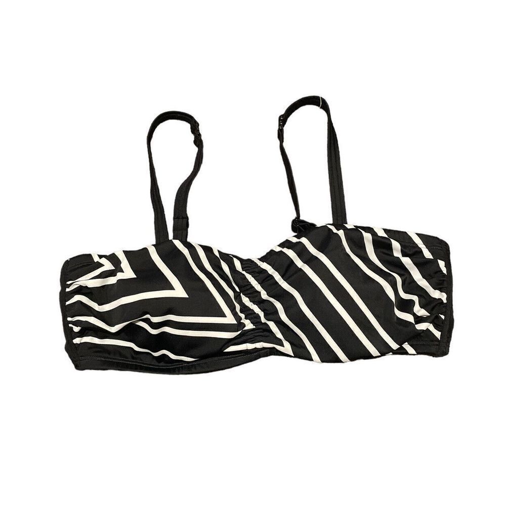 Amoena Convertible Swim‎ Bikini Top Size 12A Stripes Black White NWT